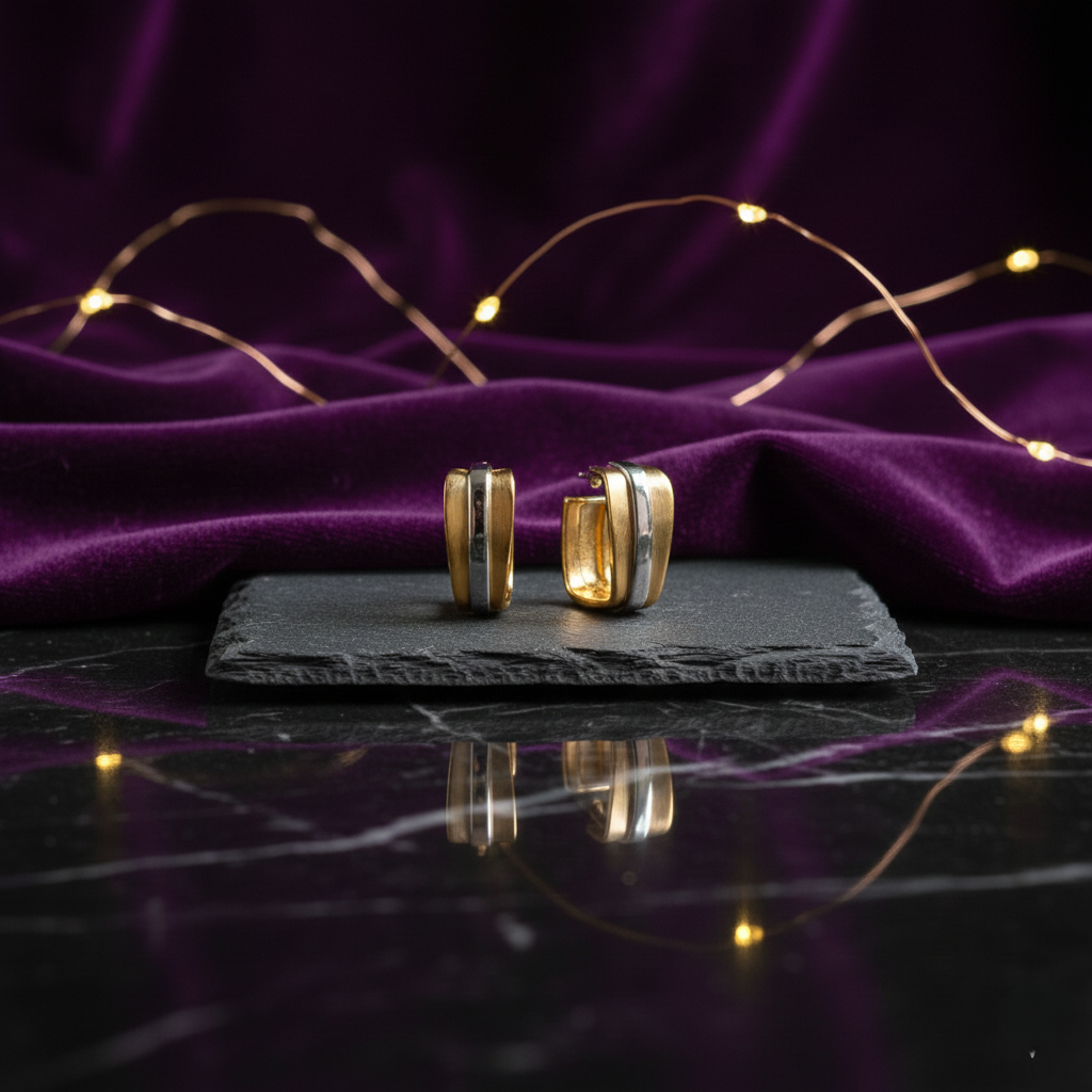 Two Tone Earrings - Gold